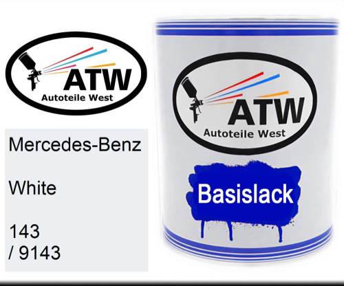 Mercedes-Benz, White, 143 / 9143: 1L Lackdose, von ATW Autoteile West.